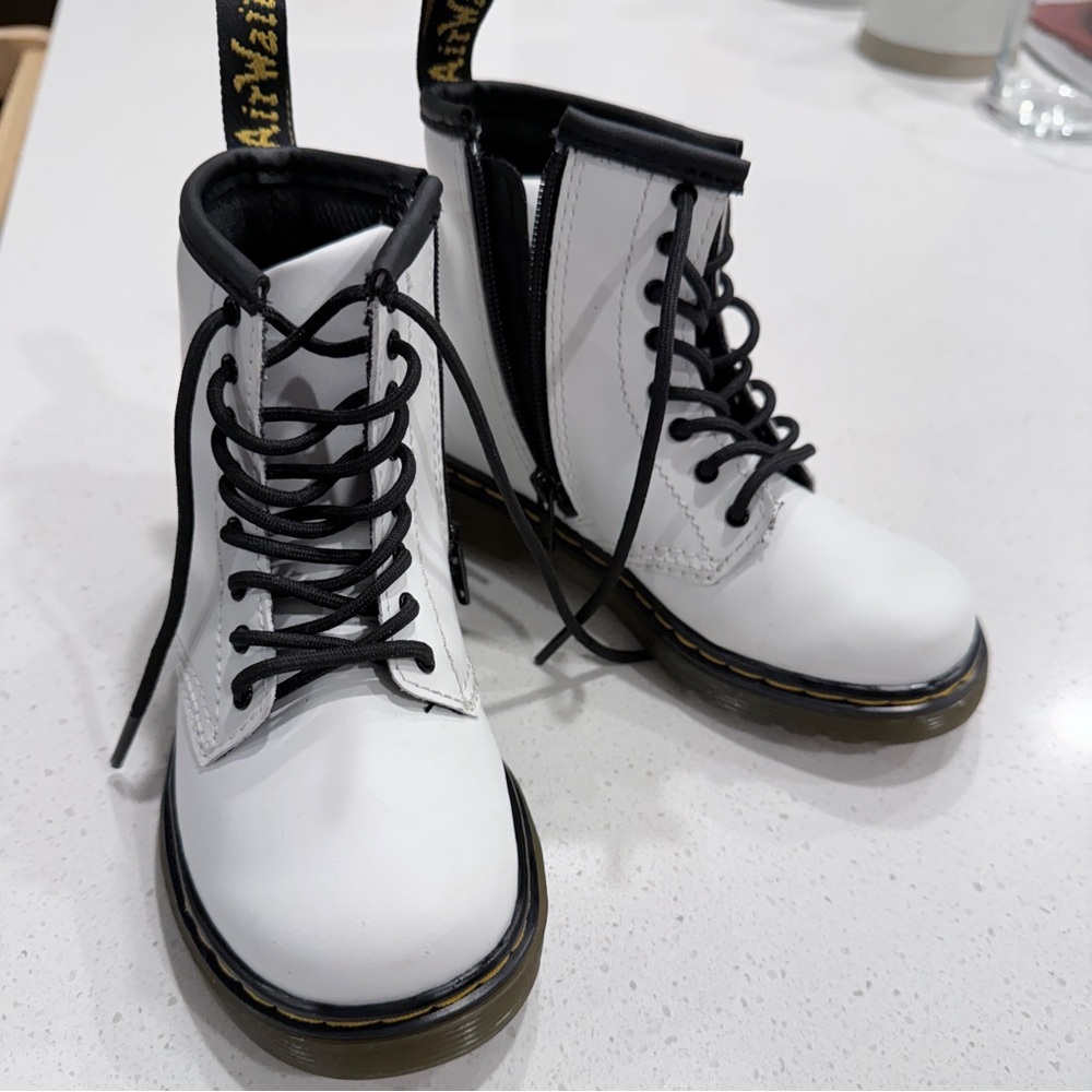 Dr. Martens 1460 Youth 9 White Combat Boots | Mini Grunge Alt Kid Capsule Zip